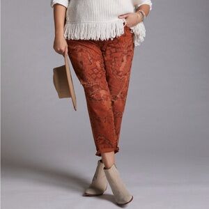 Anthropologie Pilcro The Slim Boyfriend Jeans - Orange Motif